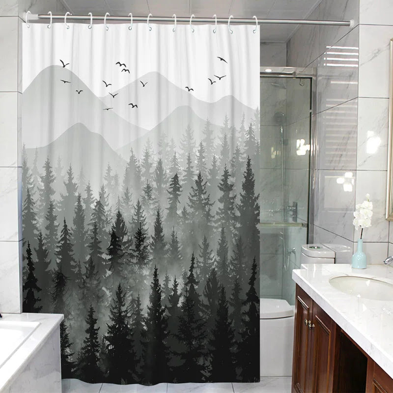Floral Shower Curtain with Hooks Included