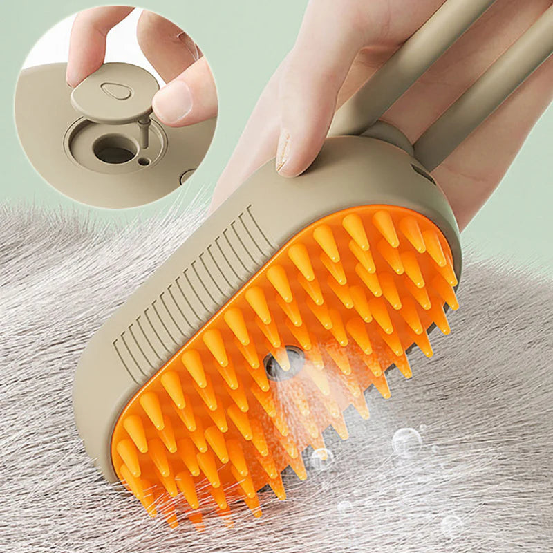 3-in-1 Electric Cat and Dog Steam Brush - Grooming, Massage, and Hair Removal Comb for Happy Pets!