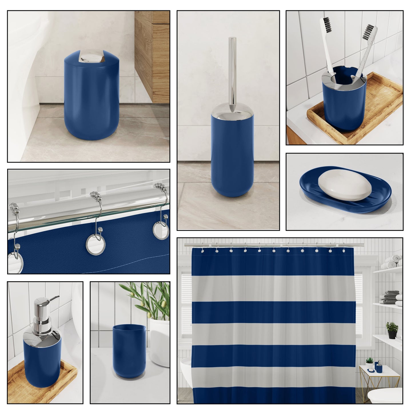 Nestl 20 Piece Bathroom Accessories Set, Navy Blue Bathroom Decor Set