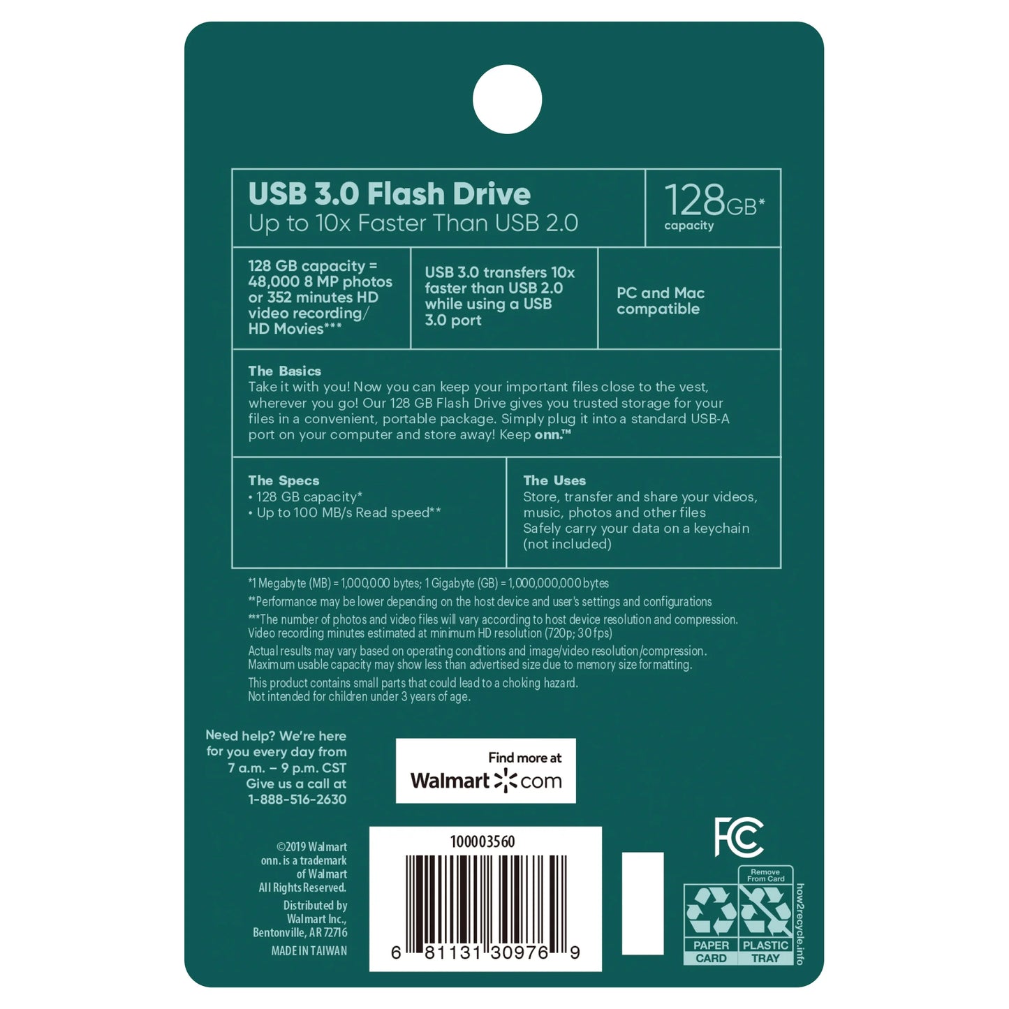 . USB 3.0 Flash Drive for Tablets and Computers, 128 GB Capacity
