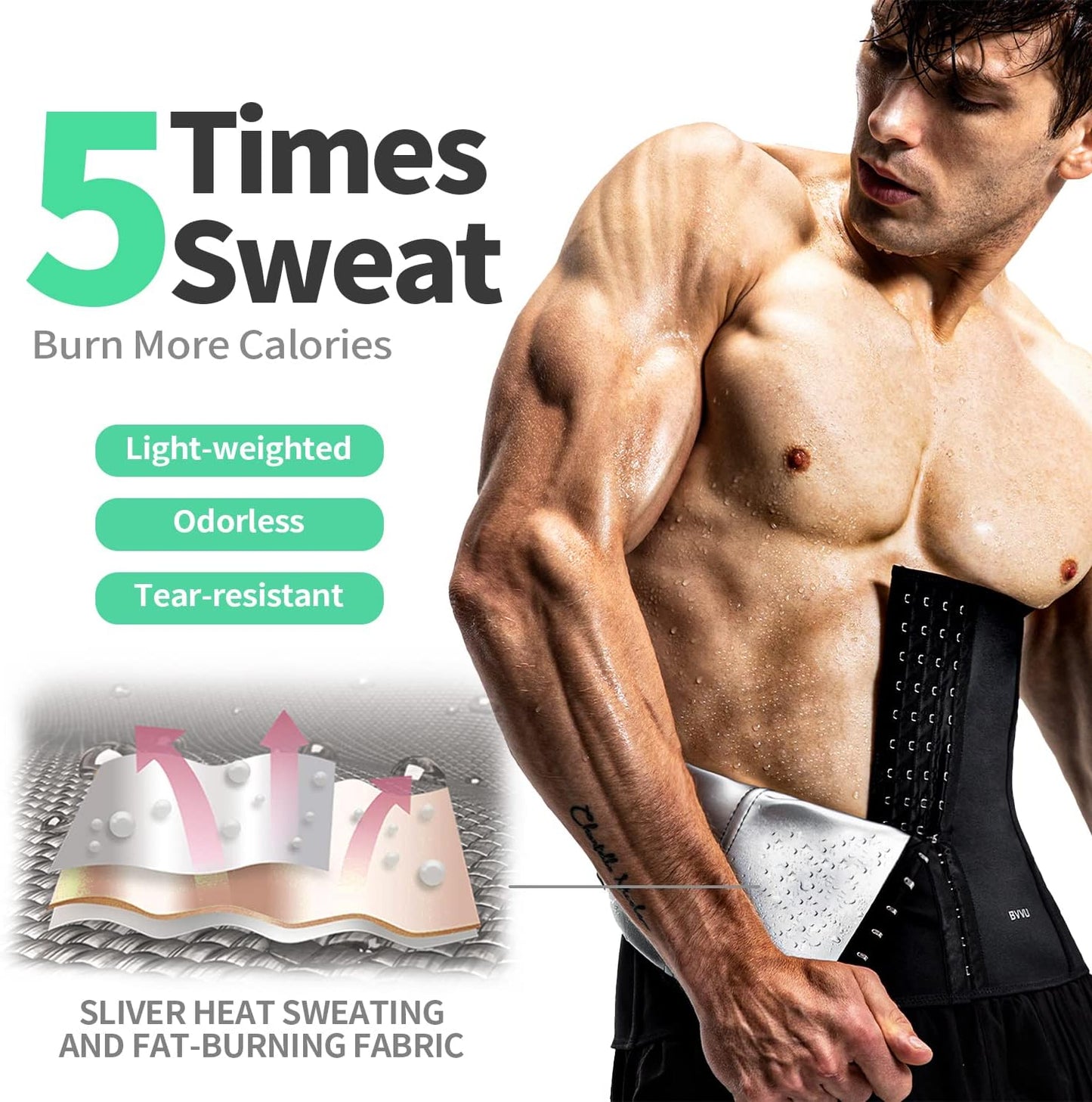 Waist Trainer for Men Waist Trimmer Tummy Control Sauna Sweat Belt Stomach Wrap Lower Belly Fat Back Support