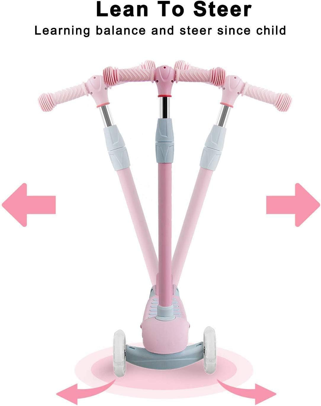 Scooter for Kids 3 Wheel Scooter Kids Kick Scooter for Toddler Girls Boys Scooter with Adjustable Height and Light-Up Wheels Scooter for Children Ages 3-12