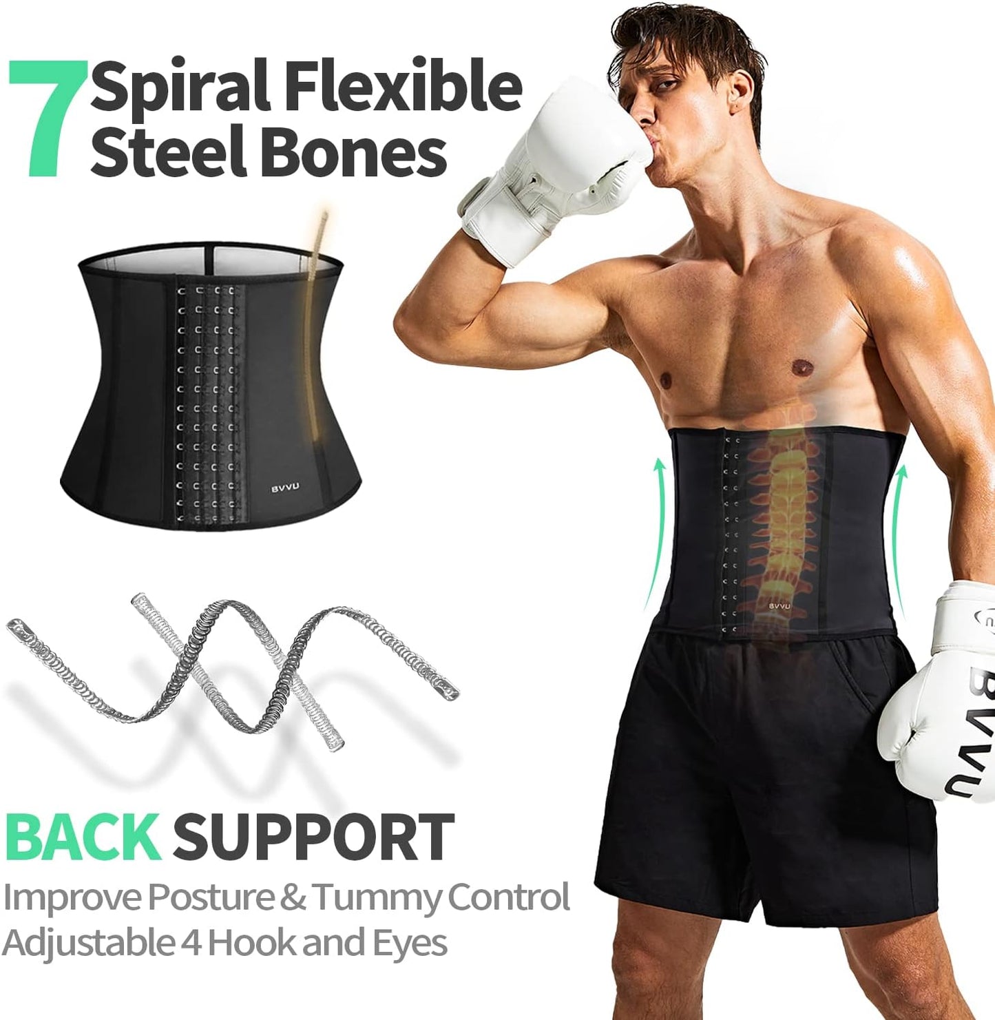 Waist Trainer for Men Waist Trimmer Tummy Control Sauna Sweat Belt Stomach Wrap Lower Belly Fat Back Support