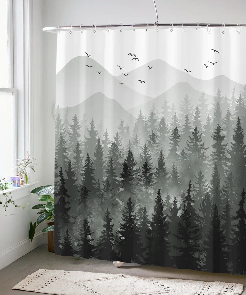 Floral Shower Curtain with Hooks Included