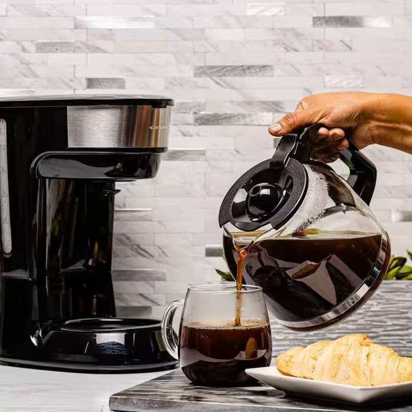 12-Cup Drip Coffee Maker, with Reusable Filter and Borosilicate Glass Carafe, Black CM412B