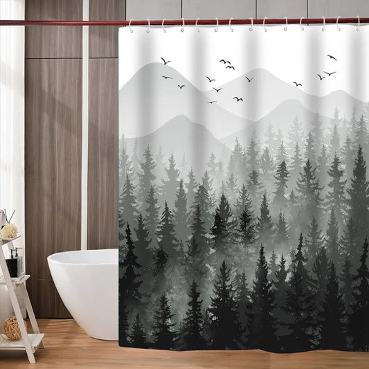 Floral Shower Curtain with Hooks Included