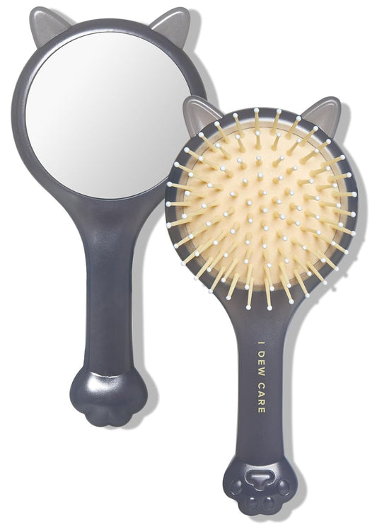 Tap Secret Detangling Brush with Mirror | Cute and Ergonomic Design for All Hair Types - Gifts for Women, Girls