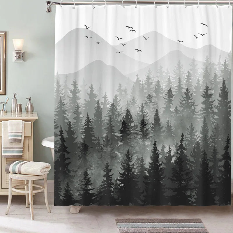 Floral Shower Curtain with Hooks Included