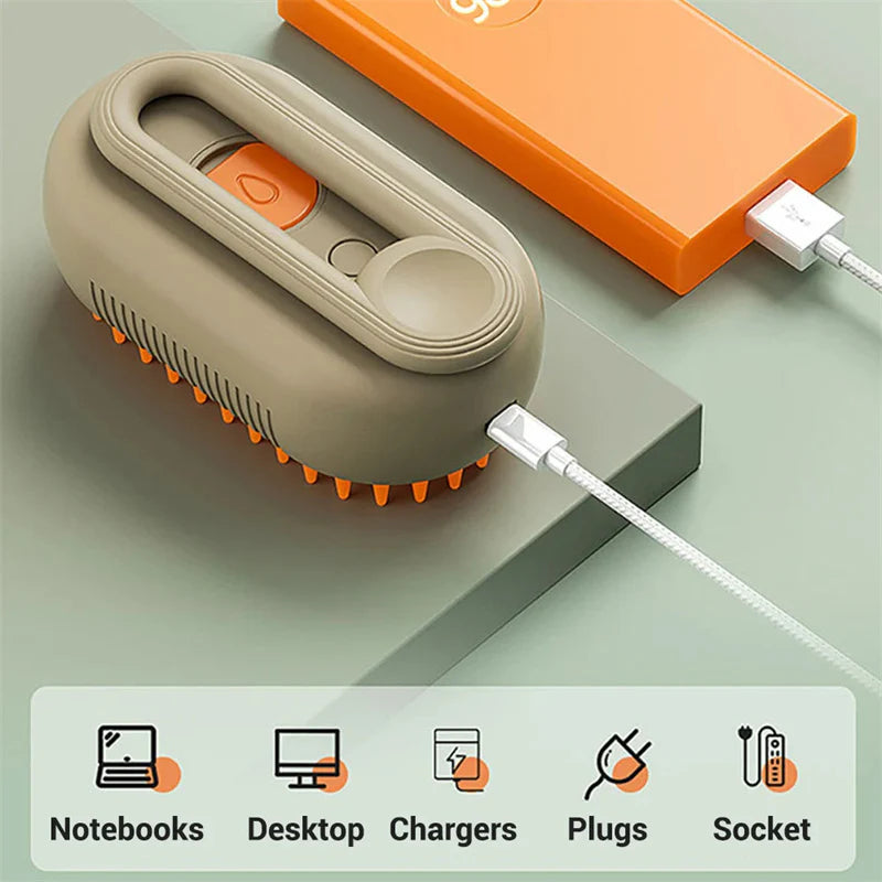 3-in-1 Electric Cat and Dog Steam Brush - Grooming, Massage, and Hair Removal Comb for Happy Pets!