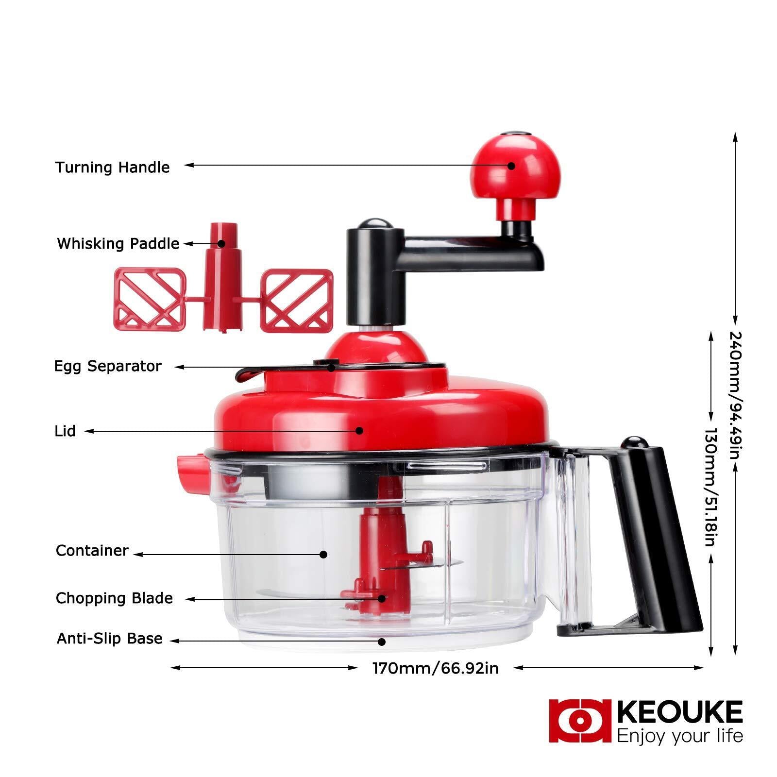 Onion Chopper Food Chopper- Hand Crank Processor Chops Chili Vegetable Nuts