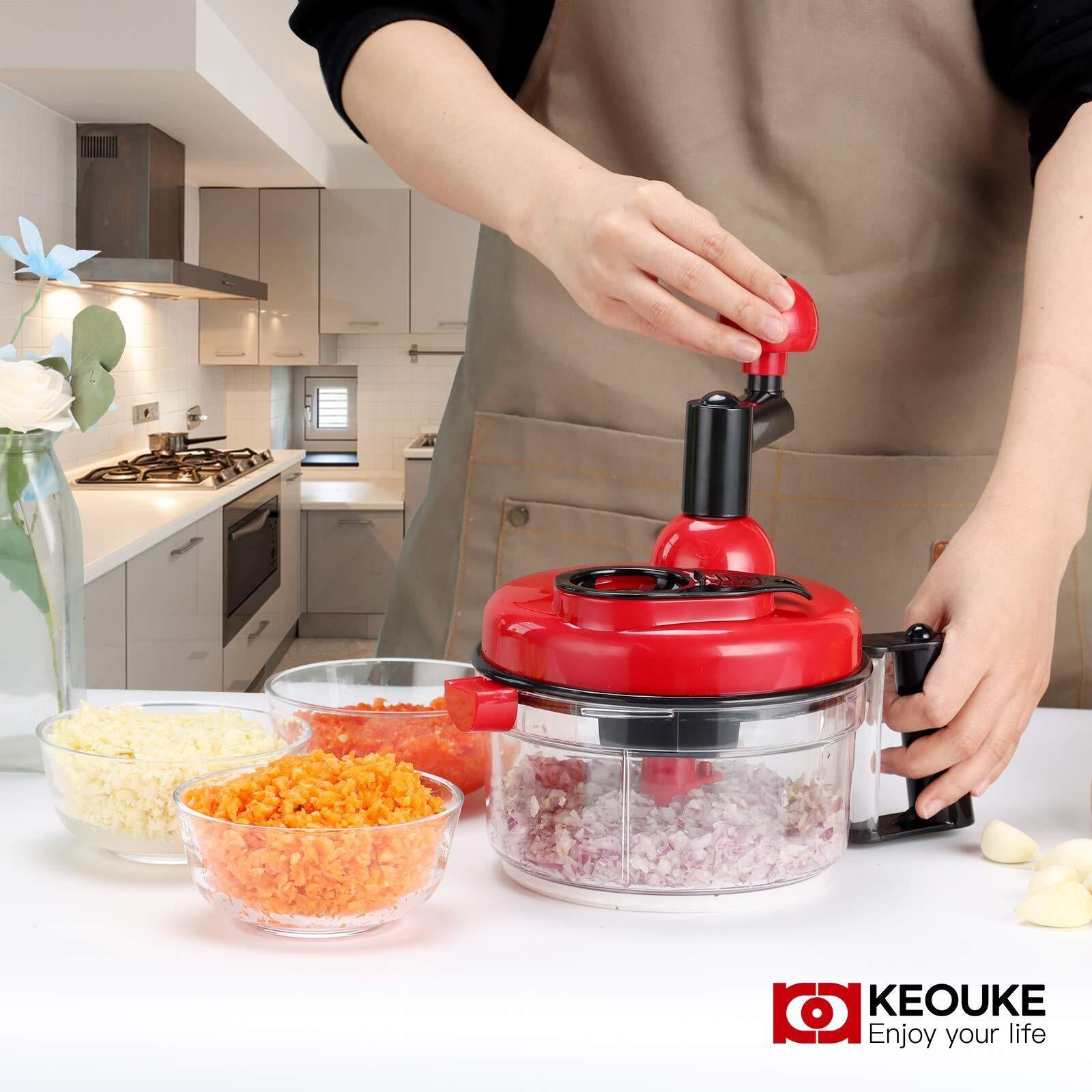 Onion Chopper Food Chopper- Hand Crank Processor Chops Chili Vegetable Nuts