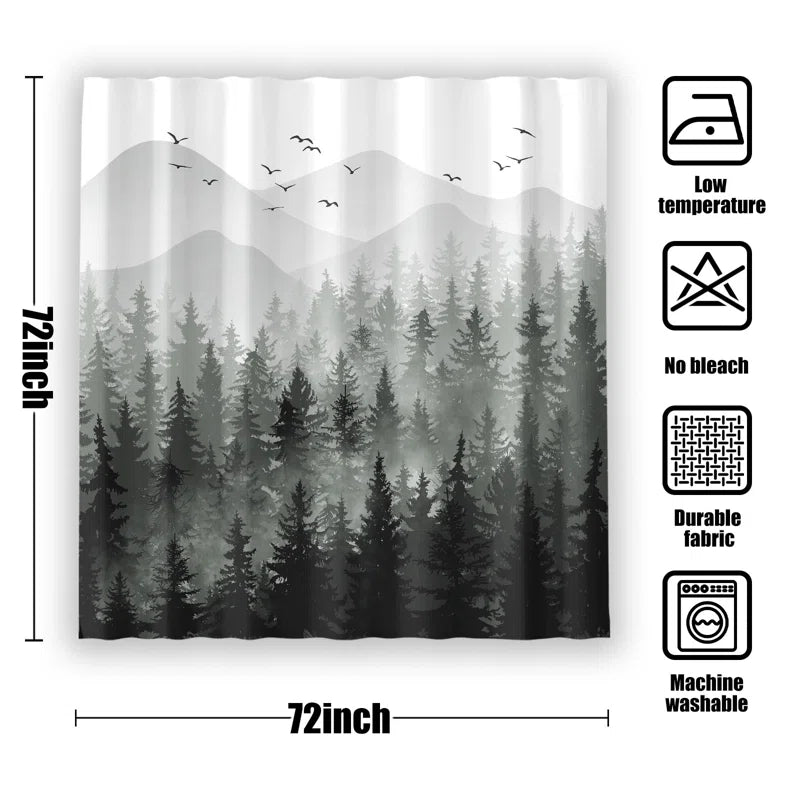 Floral Shower Curtain with Hooks Included