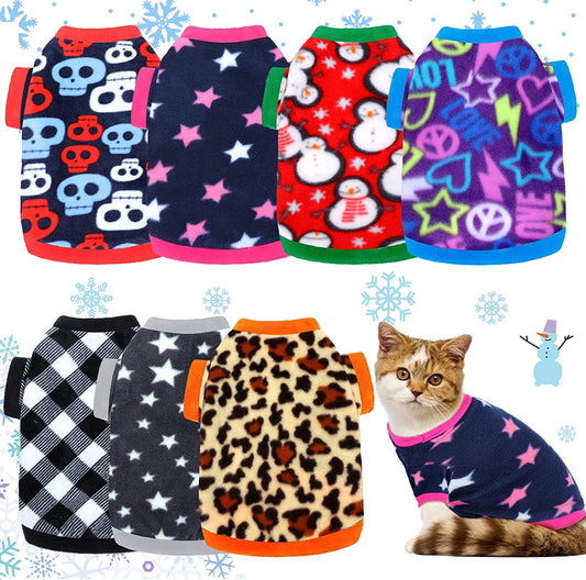 7 Pcs Dog Fleece Sweaters Dog Sweatshirt Winter Outfits Soft Fleece Puppy Sweater Outfits for Chihuahua Yorkshire Pets Cat(Cool,S(Neck: 8.27", Chest: 13.78", Back: 9.84"))