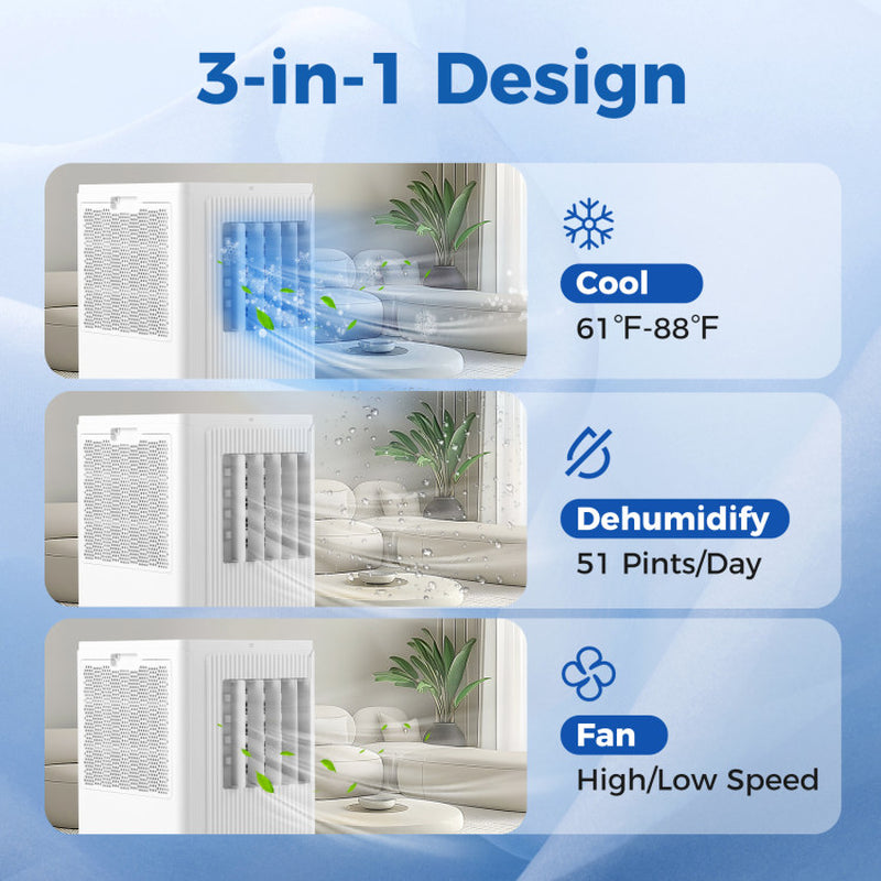 10000 BTU Portable Air Conditioner Cools up to 350 Sq Wth 24H Timer