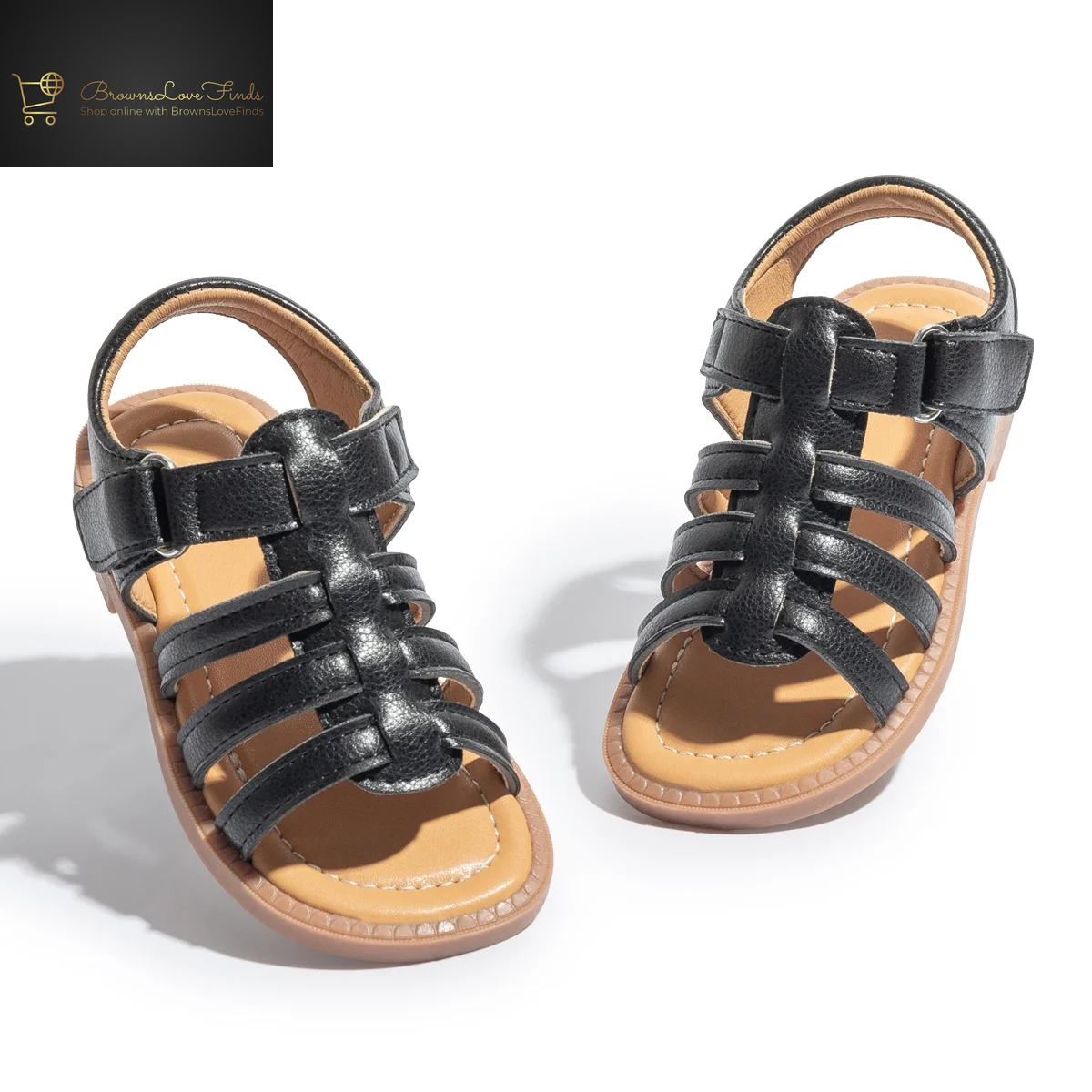 Hsdsbebe Toddler Girls Sandals Open Toe Summer PU Leather Shoes for Little Kids