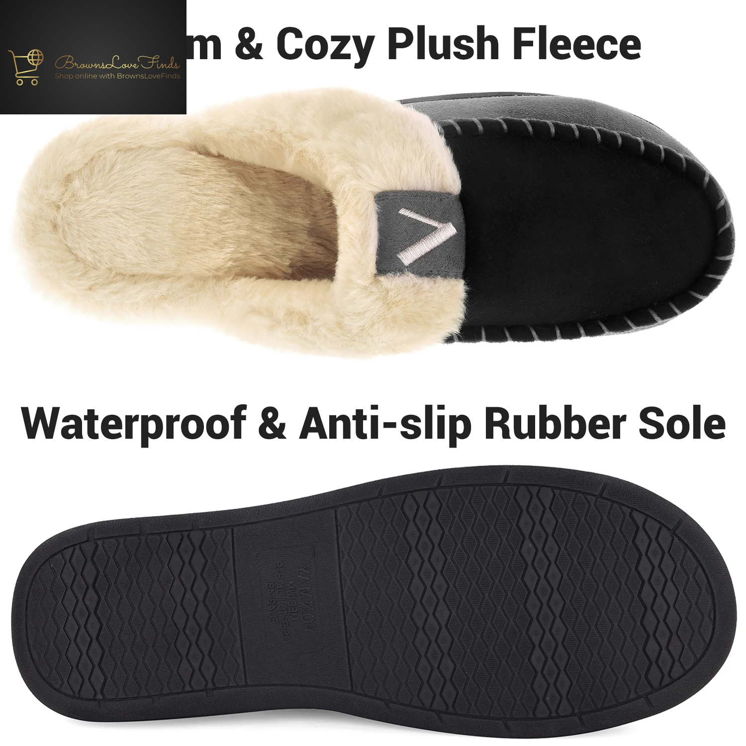 VONMAY Men'S Scuff Slippers Memory Foam Slip on Shoes Moccasin Style House Shoes Indoor Outdoor