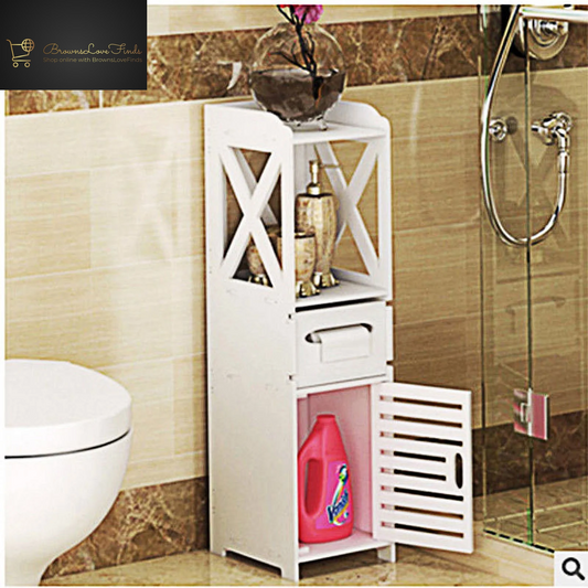 Zimtown Small Bathroom Storage Corner Floor Cabinet Cupboard Organizer for Towel Toilet Paper Holder, White Finish