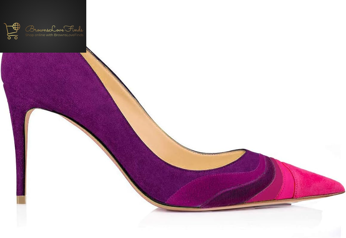 FOWT Women Kitten Heels Pumps High Heel Pointed Toe Pump Slip-On Rainbow Shoes for Dress Party Girl Ladies Full Size 4-16 M US