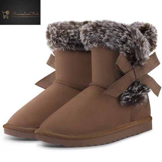 Kushyshoo Girls Kids Snow Boots for Warmth Dark Brown Non-Slip Outdoor Winter Footwear Lightweight Size 12M
