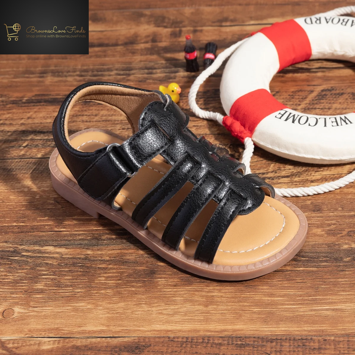 Hsdsbebe Toddler Girls Sandals Open Toe Summer PU Leather Shoes for Little Kids
