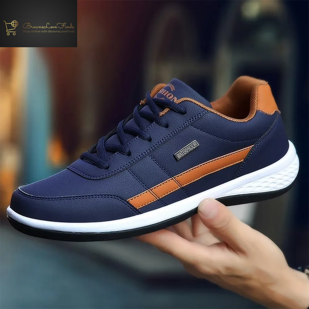 Dumajo Mens Shoes Fashion Running Sneaker Casual Leather Sport Shoes Breathable Comfortable Walking Shoes