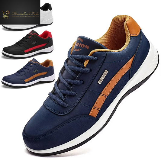 Dumajo Mens Shoes Fashion Running Sneaker Casual Leather Sport Shoes Breathable Comfortable Walking Shoes