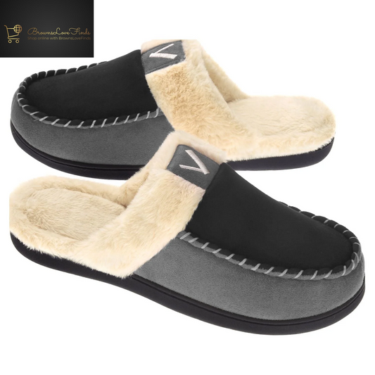 VONMAY Men'S Scuff Slippers Memory Foam Slip on Shoes Moccasin Style House Shoes Indoor Outdoor