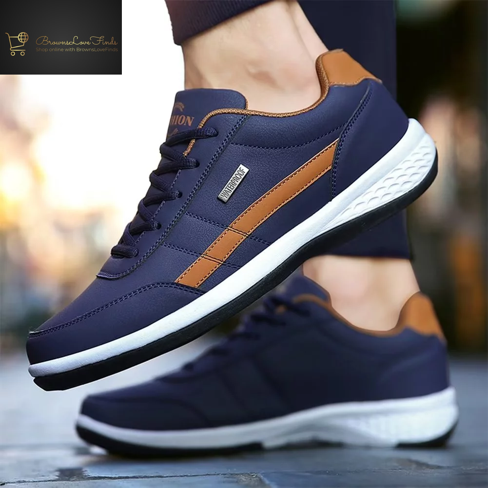Dumajo Mens Shoes Fashion Running Sneaker Casual Leather Sport Shoes Breathable Comfortable Walking Shoes