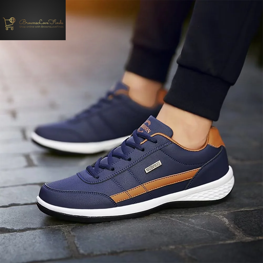 Dumajo Mens Shoes Fashion Running Sneaker Casual Leather Sport Shoes Breathable Comfortable Walking Shoes