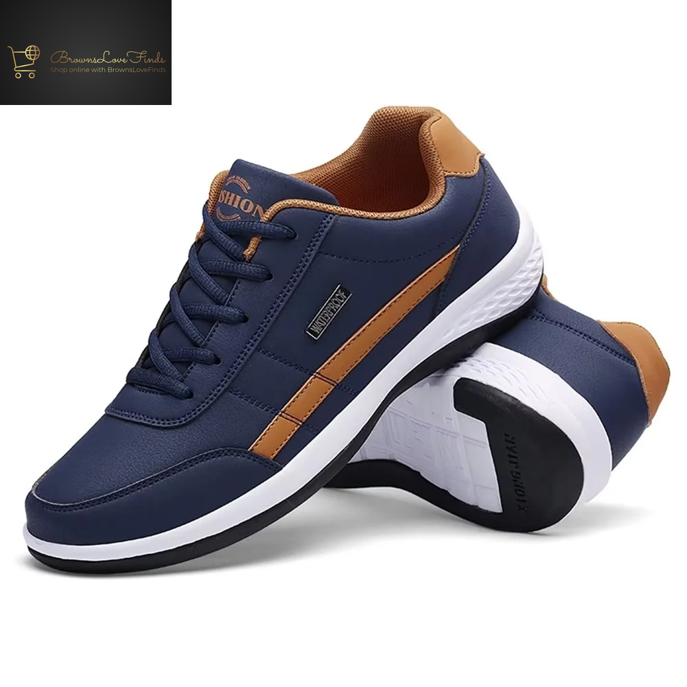 Dumajo Mens Shoes Fashion Running Sneaker Casual Leather Sport Shoes Breathable Comfortable Walking Shoes
