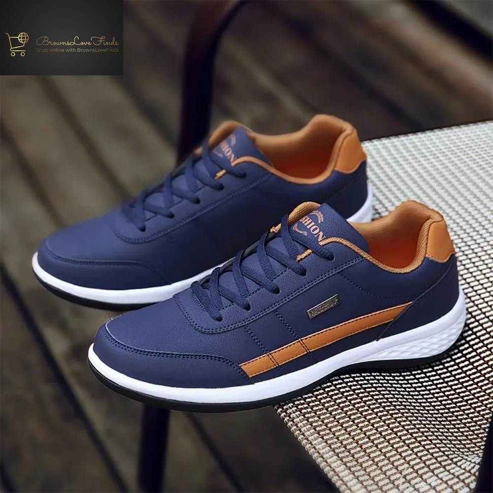 Dumajo Mens Shoes Fashion Running Sneaker Casual Leather Sport Shoes Breathable Comfortable Walking Shoes