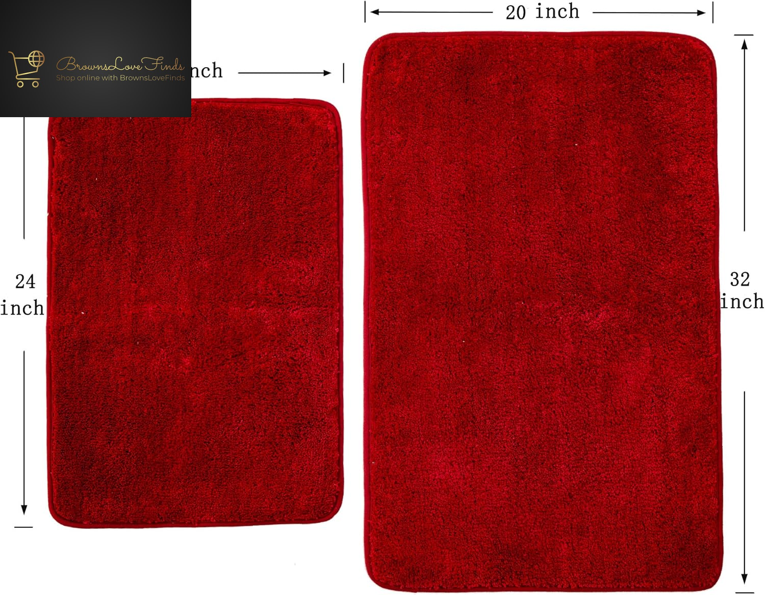 2 Piece Bathroom Rugs and Mats Sets, Soft Bath Mats for Bathroom with Non-Slip Backing, Machine Washable Microfiber Absorbent Bath Rugs (16''X24'' plus 20''X32'',Red)...